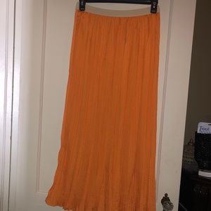 OS.  Long Orange crinkle full skirt